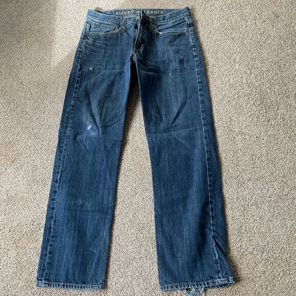 American Eagle Outfitters‎ Mens Relaxed Straight Leg Denim Jeans Blue Size 31/32 - Picture 6 of 12